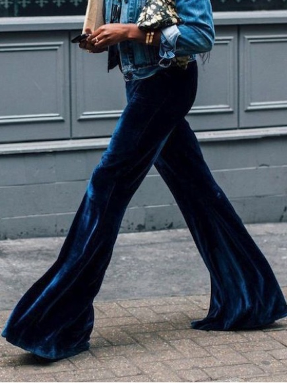 Main Strip Navy Velour Pant